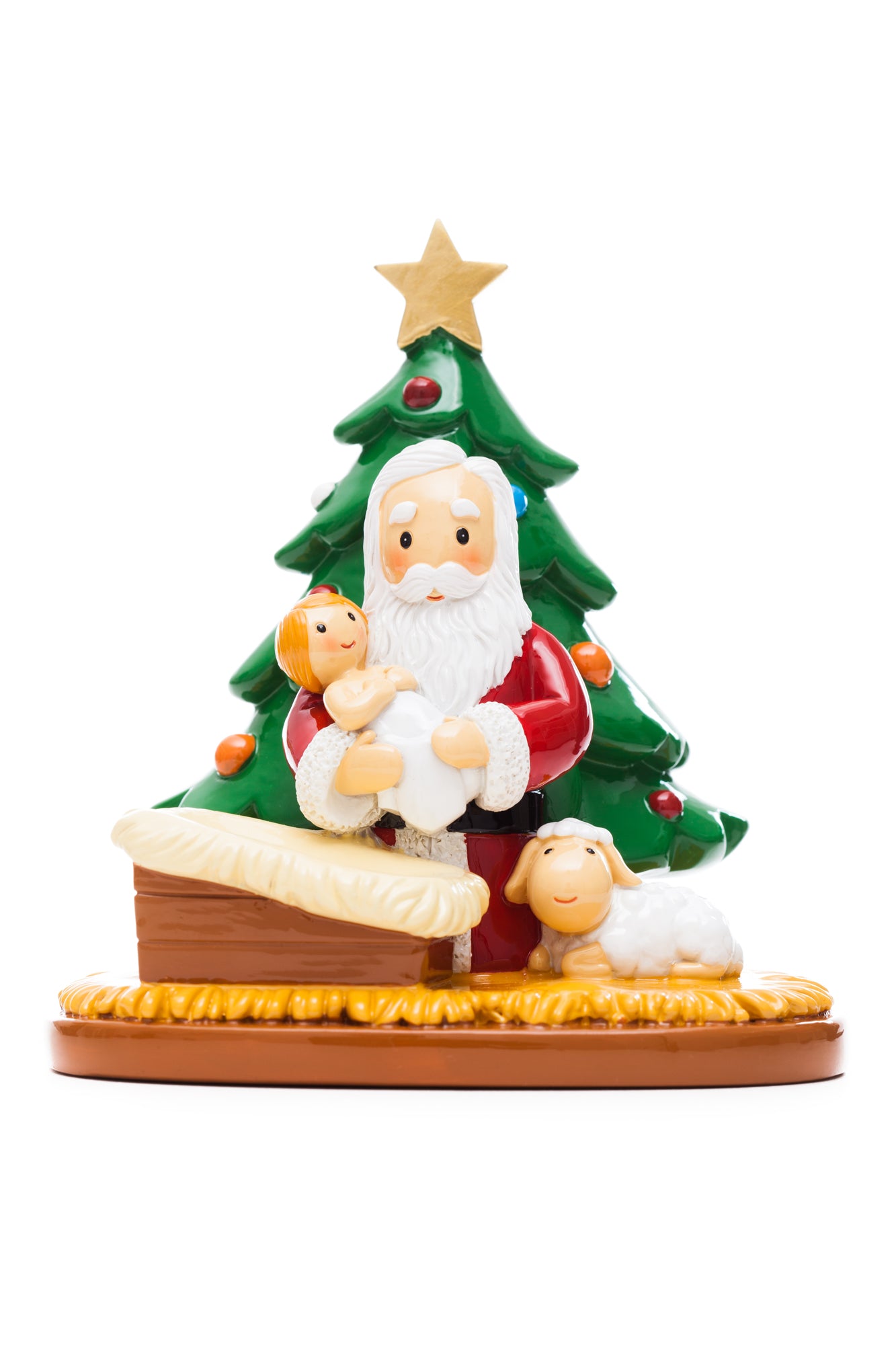 Santa Praying at Christmas Tree statue