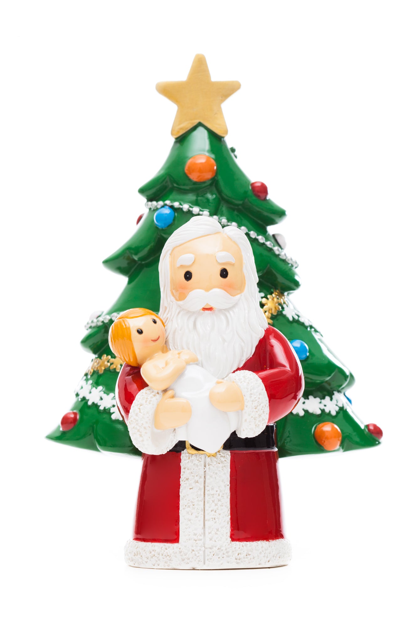 Santa Holding Baby Jesus Tree statue