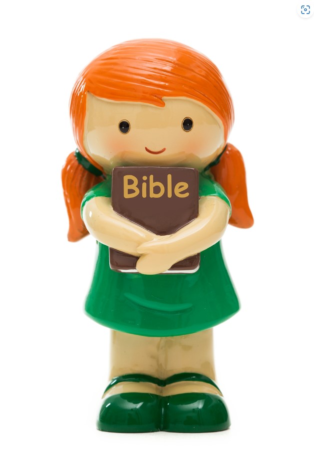 Girl Holding Bible Green statue