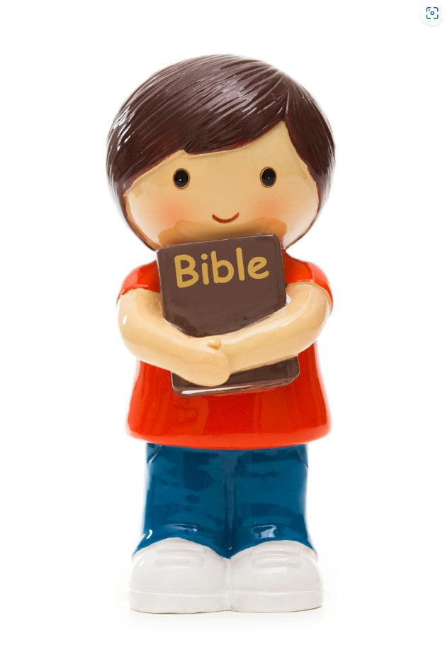 Boy Holding Bible Orange statue