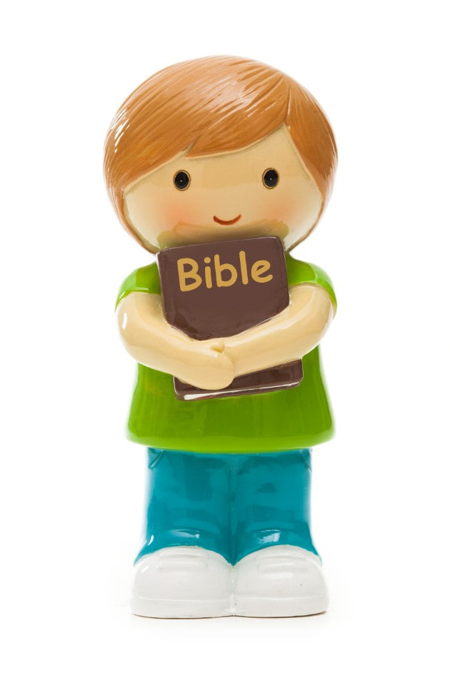 Boy Holding Bible Green statue