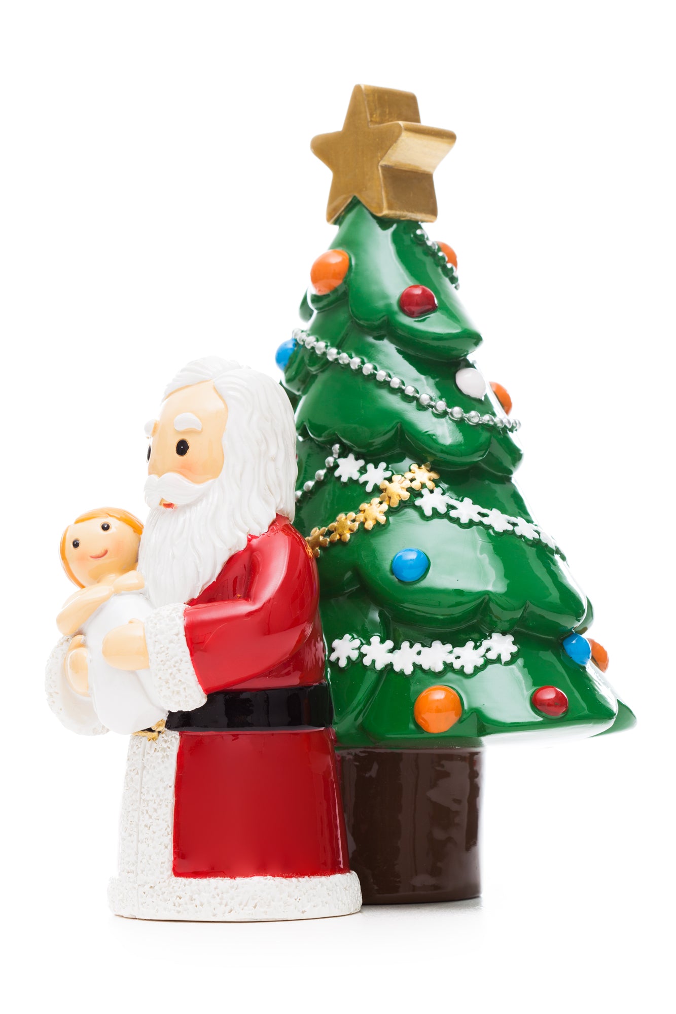 Santa Holding Baby Jesus Tree statue