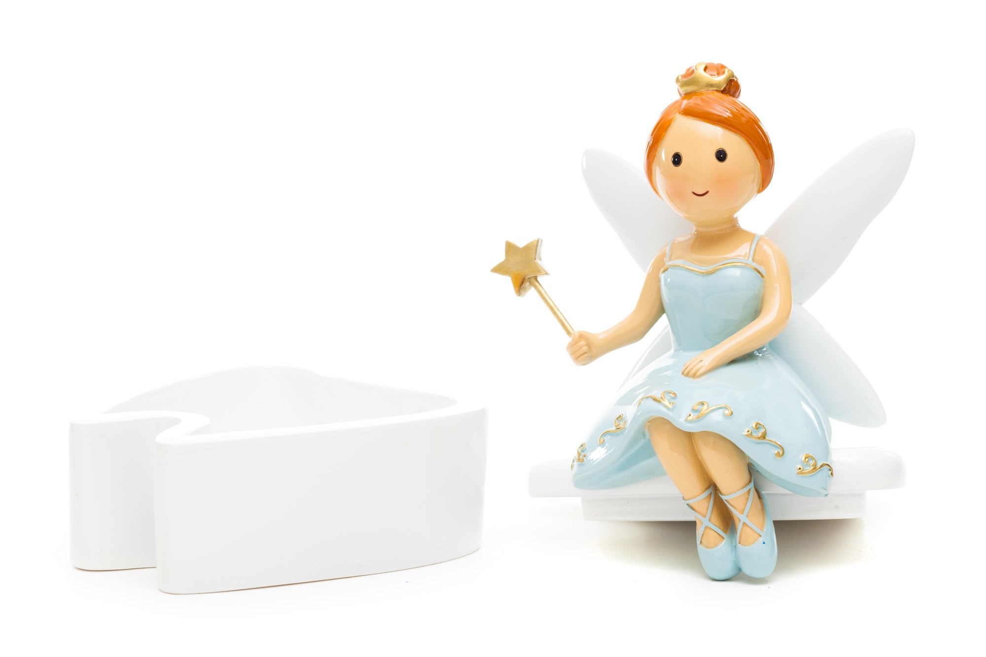 Tooth Fairy Sitting on Box Blue statue