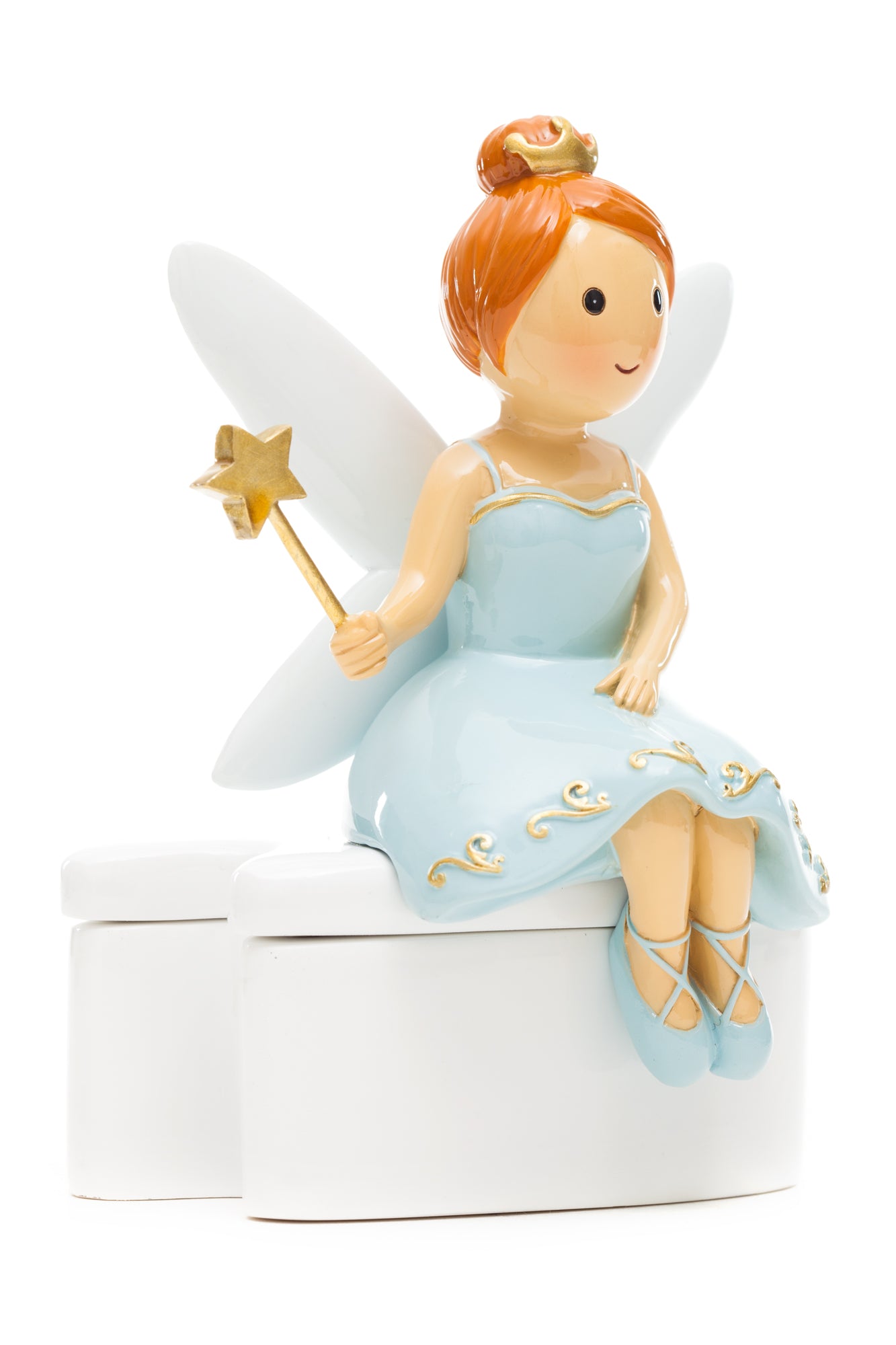 Tooth Fairy Sitting on Box Blue statue