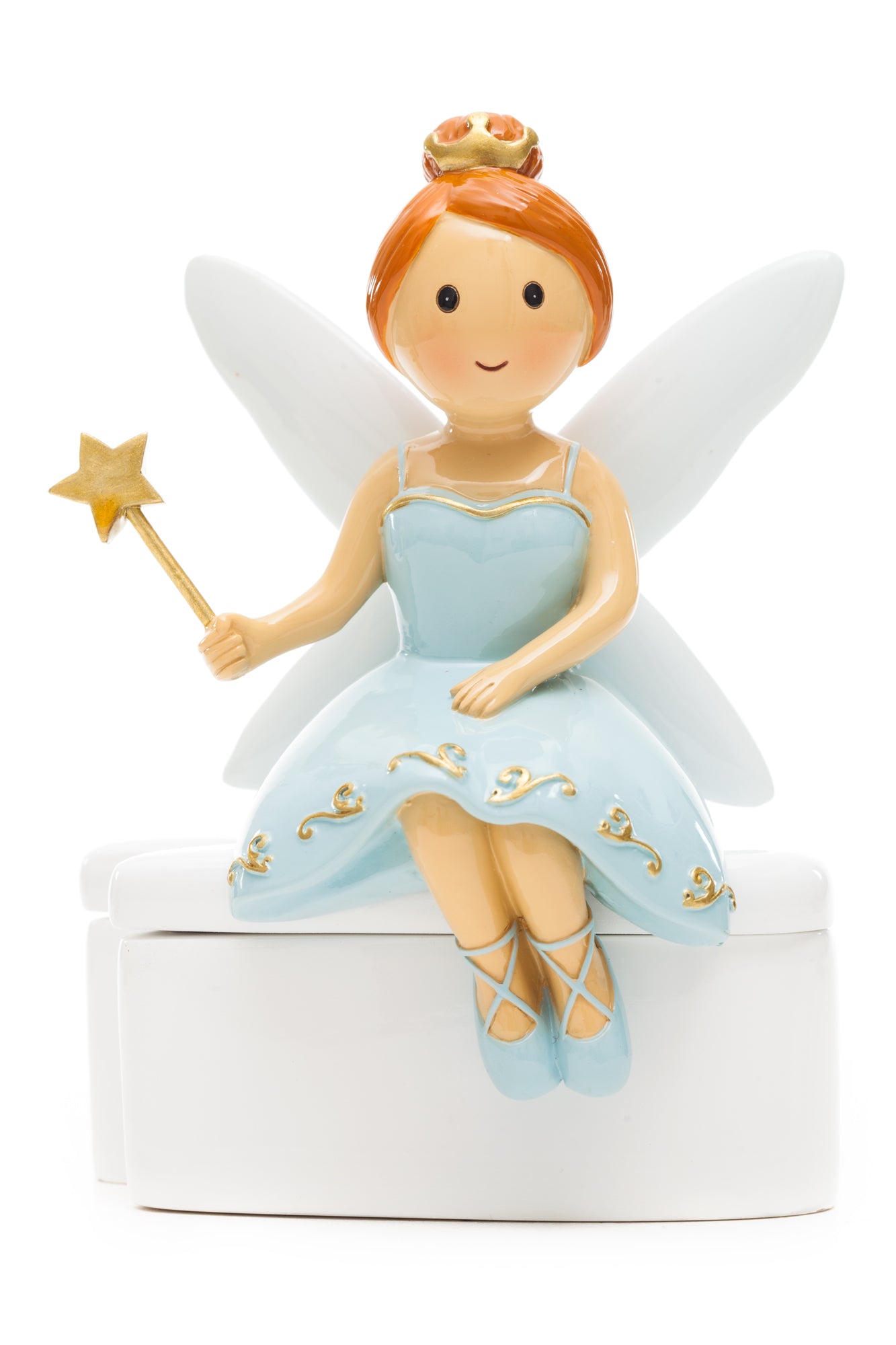 Tooth Fairy Sitting on Box Blue statue